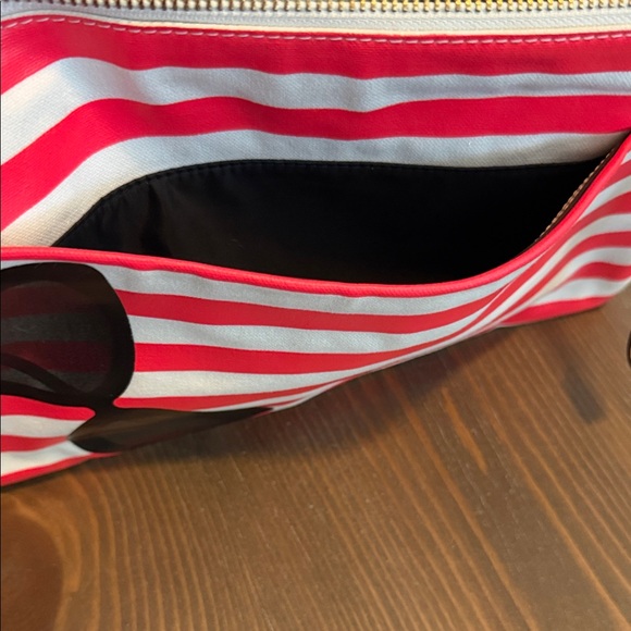 Kate Spade Red and White Stripe Wristlet Clutch with Sunglasses Graphic - Picture 4 of 7